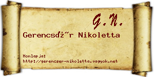 Gerencsér Nikoletta névjegykártya